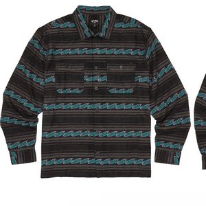 Billabong Black and Teal Casual Button Down Shirt